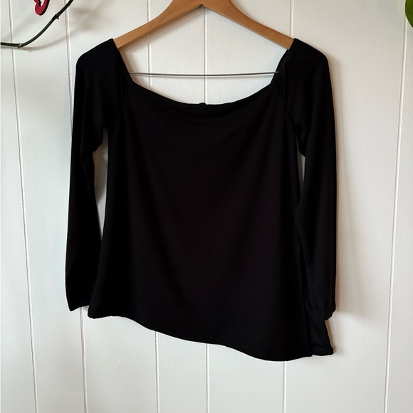 Dynamite Black Asymmetrical Long Sleeve Off Shoulder Top Large - Picture 5 of 6